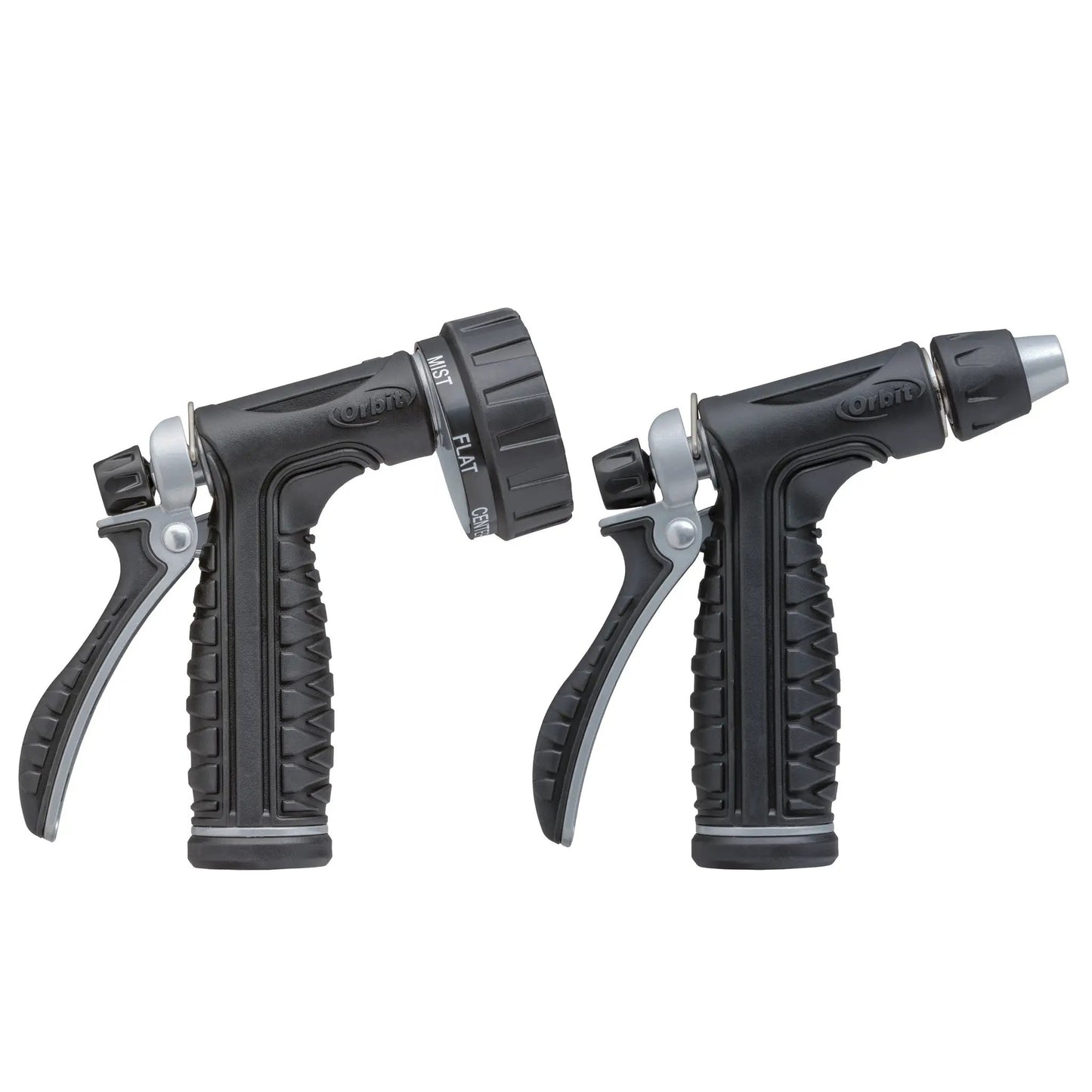 Pro Flo Metal Rear Trigger Nozzle Set, Orbit Irrigation water hose nozzles, pair, black/gray on Tampa Home & Garden Store