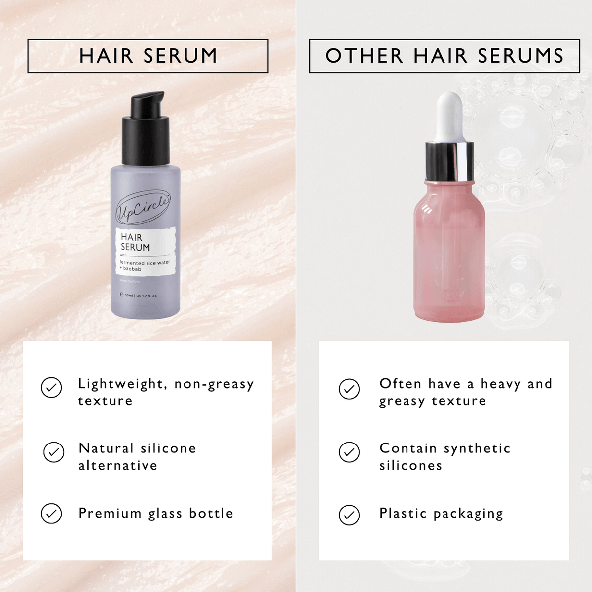 Hair Serum UpCircle with fermented rice water + baobab in lavender bottle on Tampa Home & Garden Store