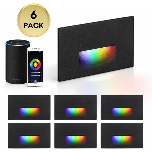 STRA07 6 Pack 3W RGBCW couleur changeante 2700K-6500K rectangulaire étanche horizontale LED escaliers étape luminaire