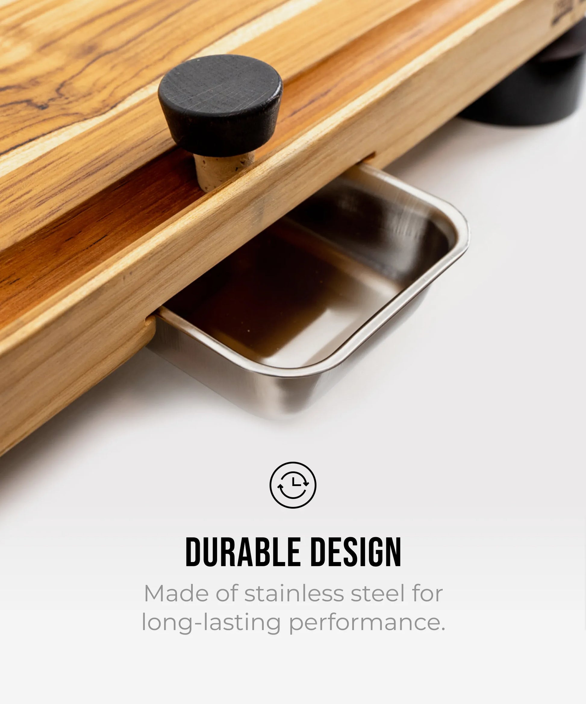 The True Board Square Bowl stainless steel on wooden surface with black knob on Tampa Home & Garden Store