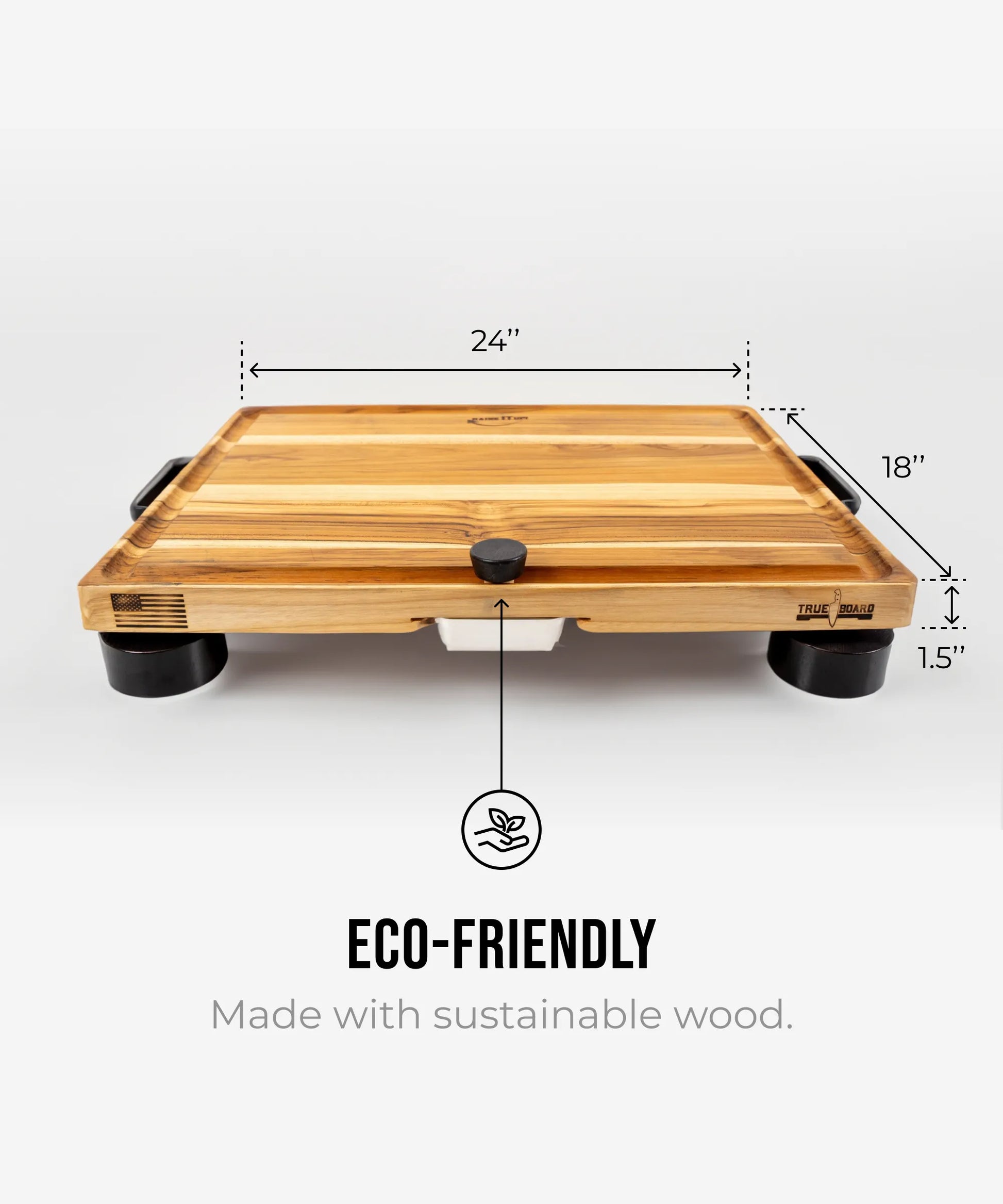The True Board cutting board bamboo wood eco-friendly 24x18 in with logo on Tampa Home & Garden Store