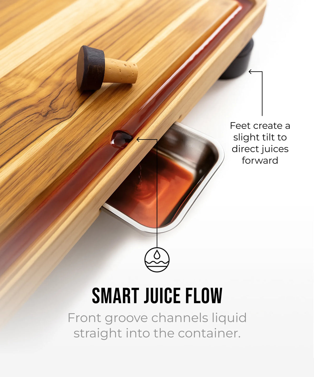 The True Board Compact cutting board with front groove channel directing juices into a tray on Tampa Home & Garden Store