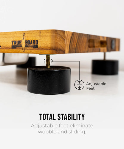 The True Board Compact wooden cutting board by The True Board with adjustable feet on Tampa Home & Garden Store