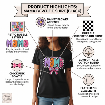 Cute Bow Graphic Mama Cotton Tee For Mommy