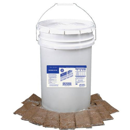 Microbe-Lift Pro-Blend Dry bucket with lid and handle, blue label, Rivendell Distribution, brown filter media blocks around base on Tampa Home & Garden Store