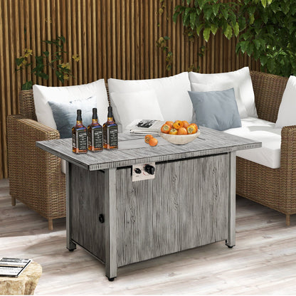 Mesa fogata de propano de 43 pulgadas y 50,000 BTU con tapa removible, gris