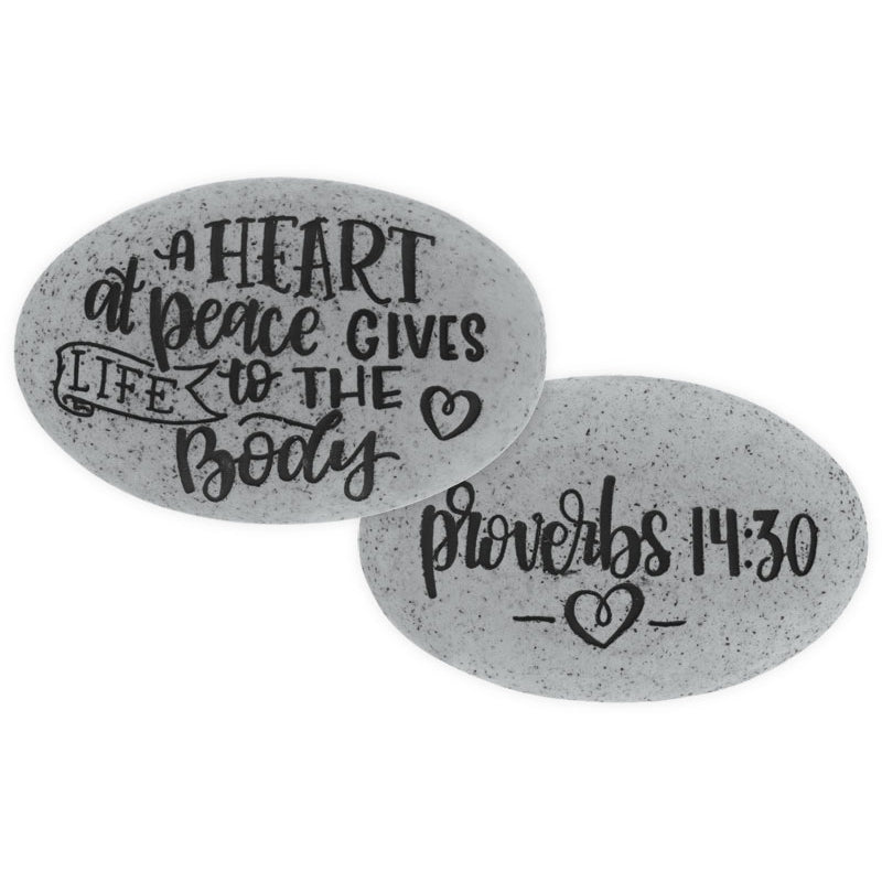 Proverb Stone - A Heart at Peace Gives Life to the Body - Tampa Home & Garden Store