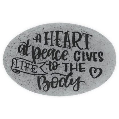 Proverb Stone - A Heart at Peace Gives Life to the Body - Tampa Home & Garden Store