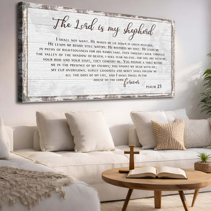 Tailored Canvases Psalm 23 sign canvas crafting decor with whitewashed rustic frame on Tampa Home & Garden Store