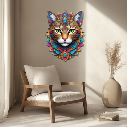 Psychedelic Mandala Cat Wall Art – Vibrant Boho Decor-KAFUVM025 - Tampa Home & Garden Store
