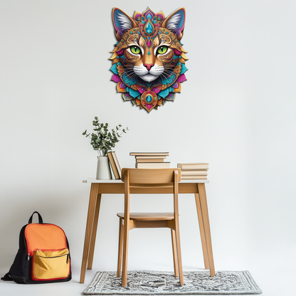 Psychedelic Mandala Cat Wall Art – Vibrant Boho Decor-KAFUVM025 - Tampa Home & Garden Store