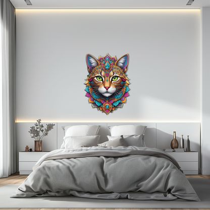 Psychedelic Mandala Cat Wall Art – Vibrant Boho Decor-KAFUVM025 - Tampa Home & Garden Store
