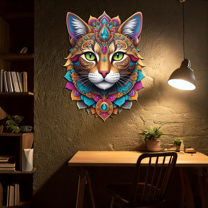 Psychedelic Mandala Cat Wall Art – Vibrant Boho Decor-KAFUVM025 - Tampa Home & Garden Store