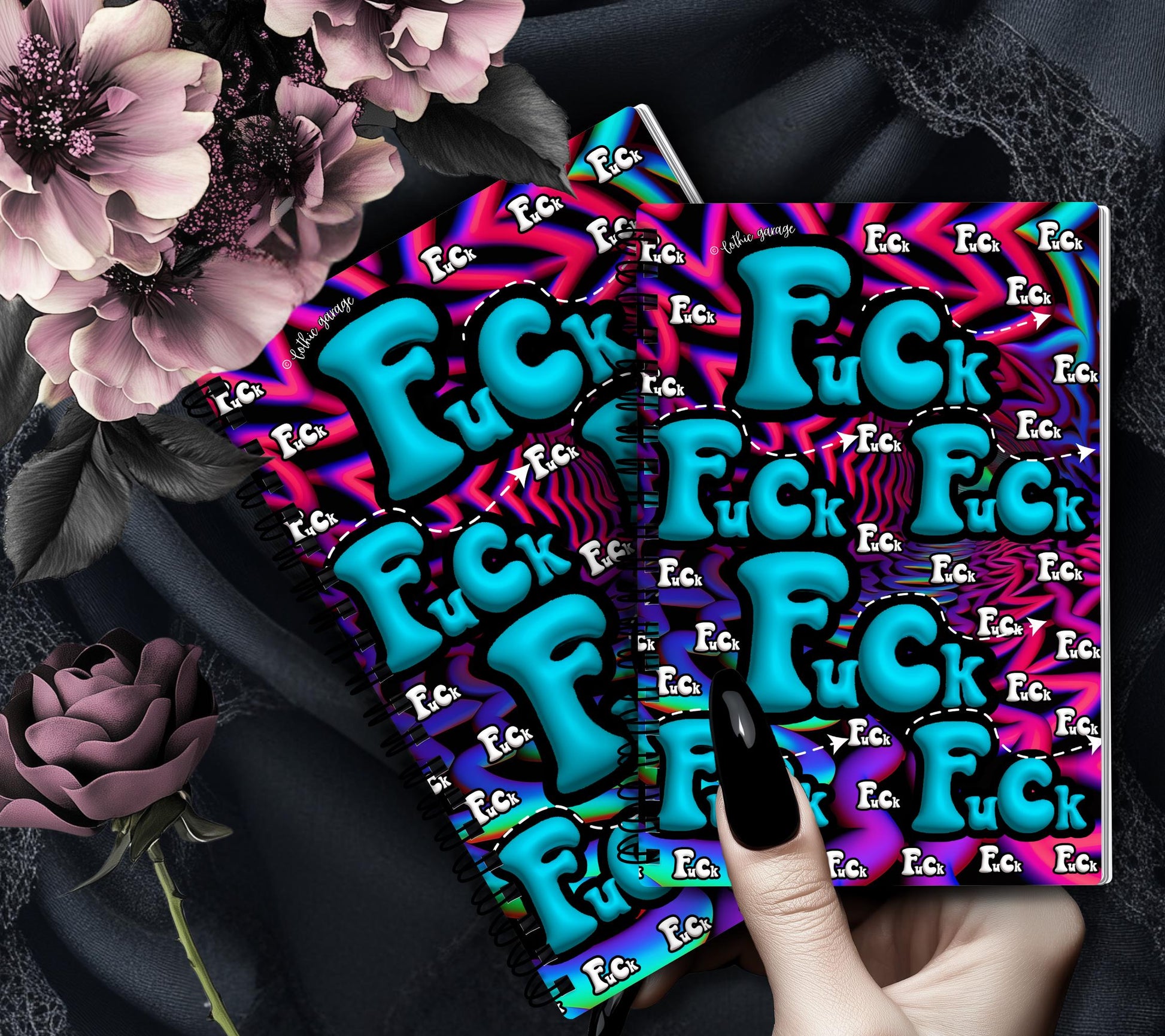 Psychedelic Swear Words Reusable Sticker Book, Adult Vibe Sticker Album, Perfect Gift to Personalize for Sticker Collectors - Tampa Home & Garden Store