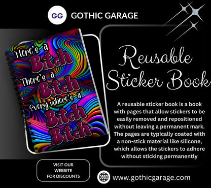 Psychedelic Sweary Rhythms Reusable Sticker Book, Adult Vibe Sticker Album, Perfect Gift to Personalize for Sticker Collectors - Tampa Home & Garden Store