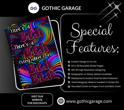 Psychedelic Sweary Rhythms Reusable Sticker Book, Adult Vibe Sticker Album, Perfect Gift to Personalize for Sticker Collectors - Tampa Home & Garden Store