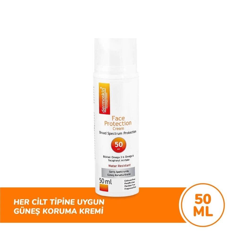 Dermoskin Face Protection Cream sunscreen white bottle with SPF50 label by Beauty Care Bag on Tampa Home & Garden Store