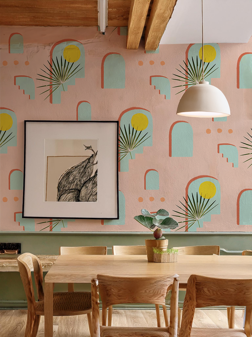 Pueblo Window Wallpaper, peach - Tampa Home & Garden Store