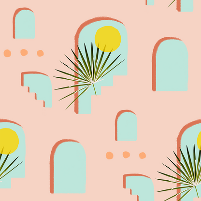Pueblo Window Wallpaper, peach - Tampa Home & Garden Store