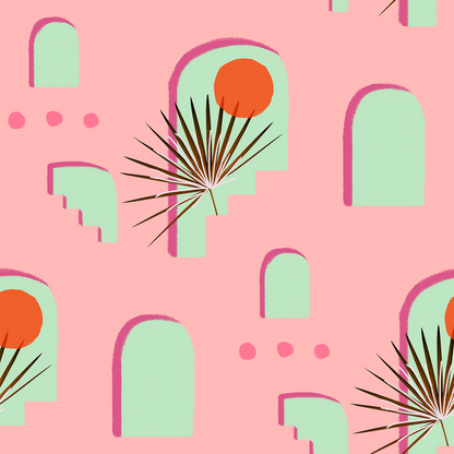 Pueblo Window Wallpaper, pink