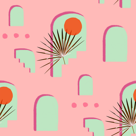 Pueblo Window Wallpaper, pink - Tampa Home & Garden Store
