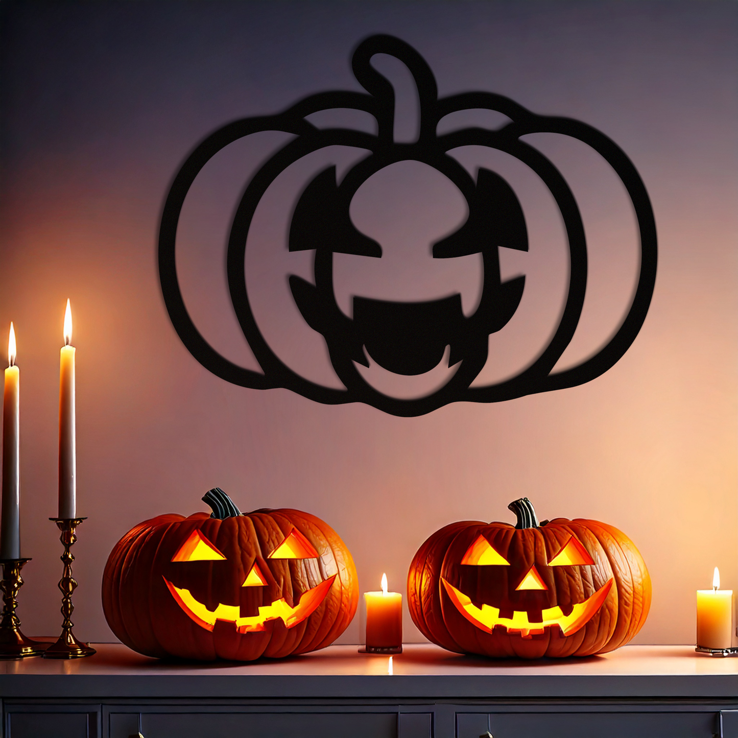 Pumpkin Halloween Metal Wall Art – Spooky Jack O'Lantern Black Decor- KAF500 - Tampa Home & Garden Store
