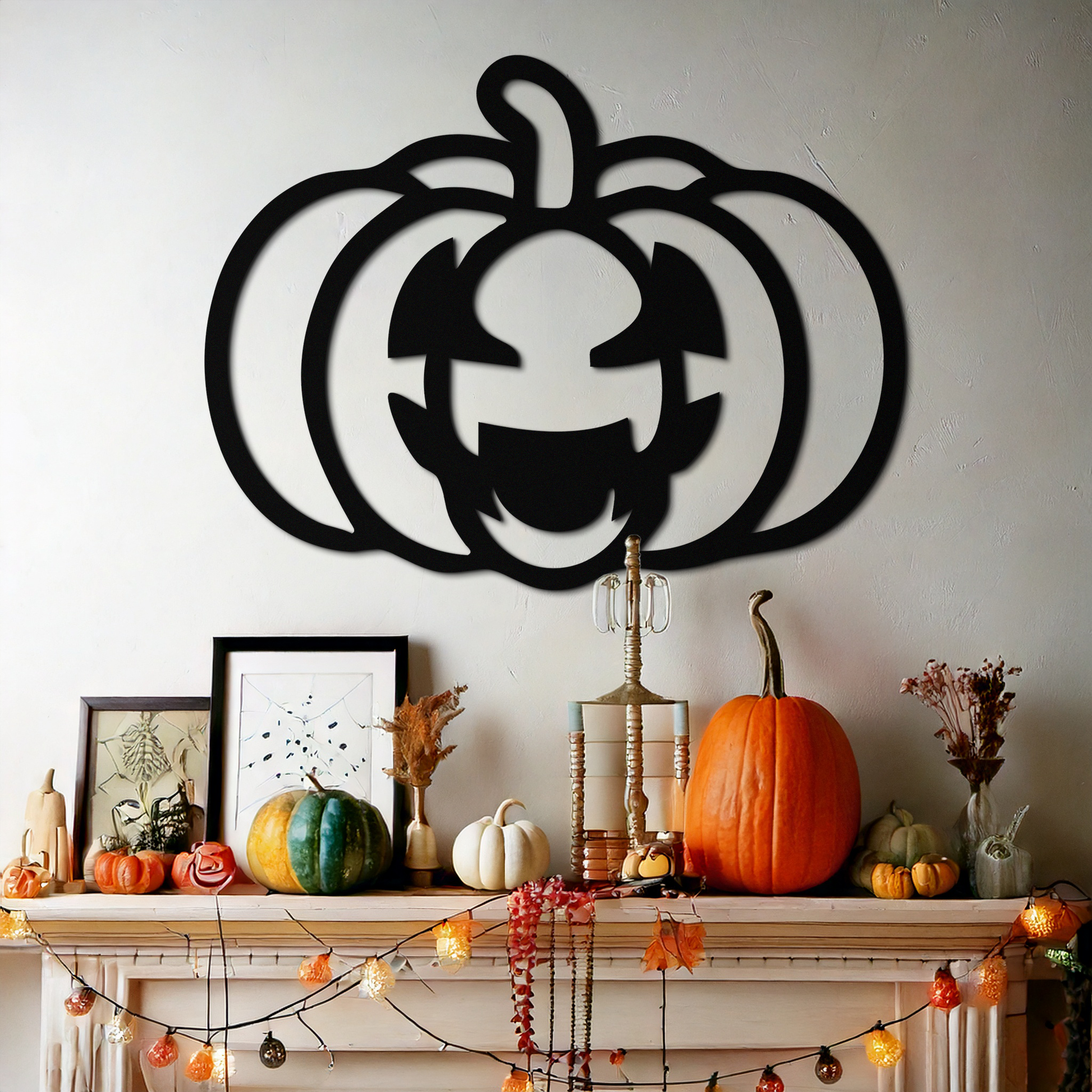 Pumpkin Halloween Metal Wall Art – Spooky Jack O'Lantern Black Decor- KAF500 - Tampa Home & Garden Store