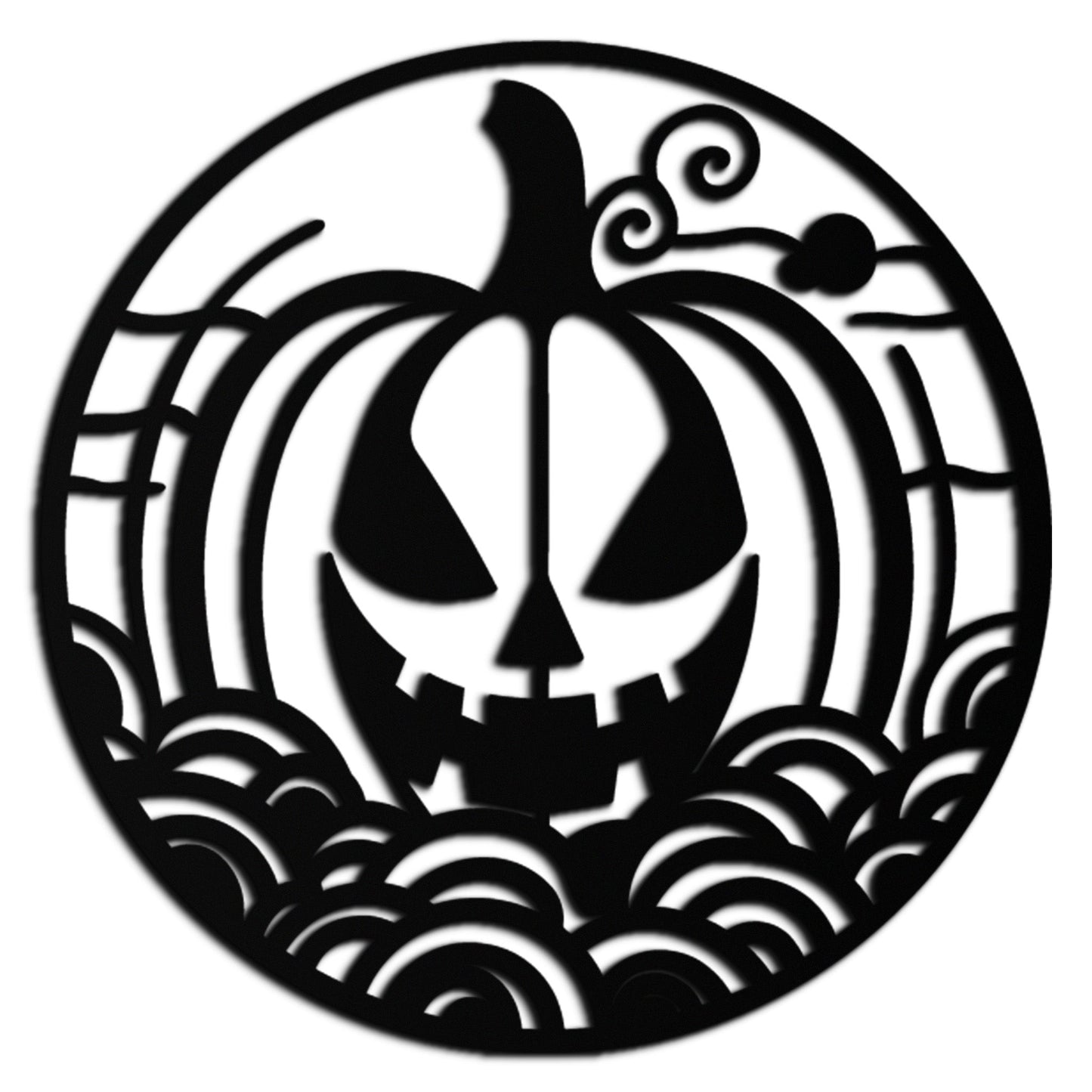 Pumpkin Halloween Silhouette Metal Wall Art – Spooky Round Black Decor- KAF327 - Tampa Home & Garden Store