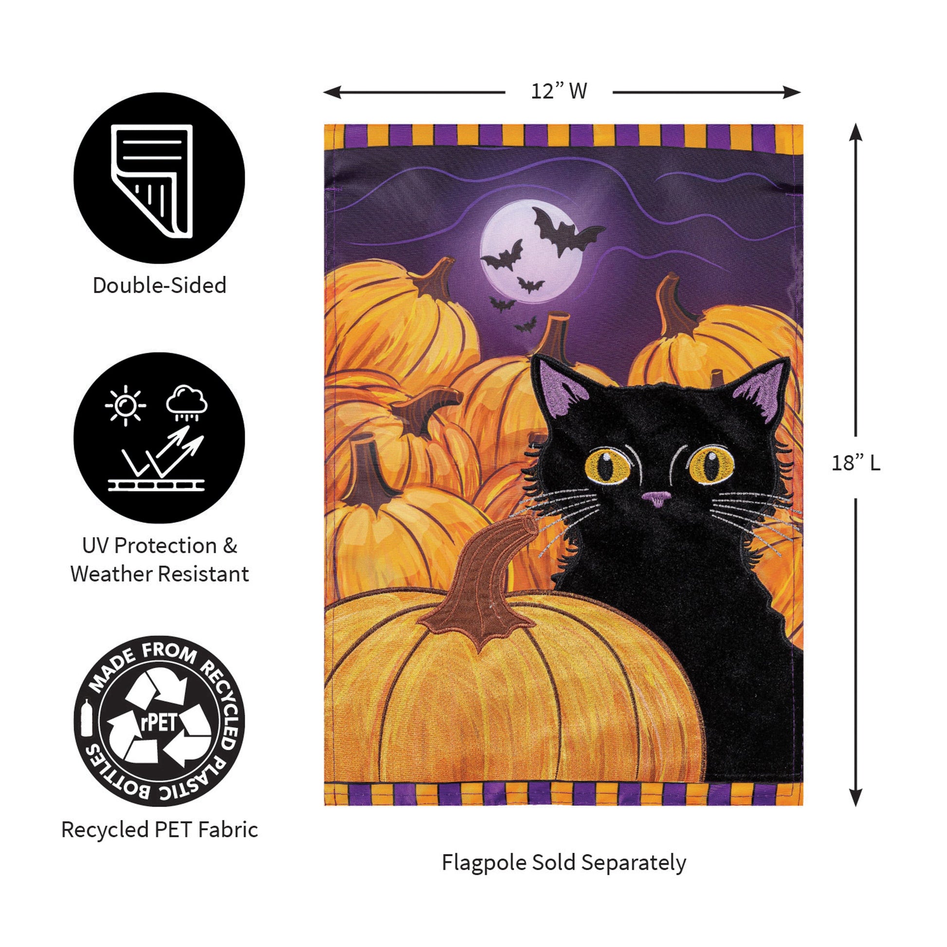 Pumpkin Patch Cat Applique Garden Flag - Tampa Home & Garden Store