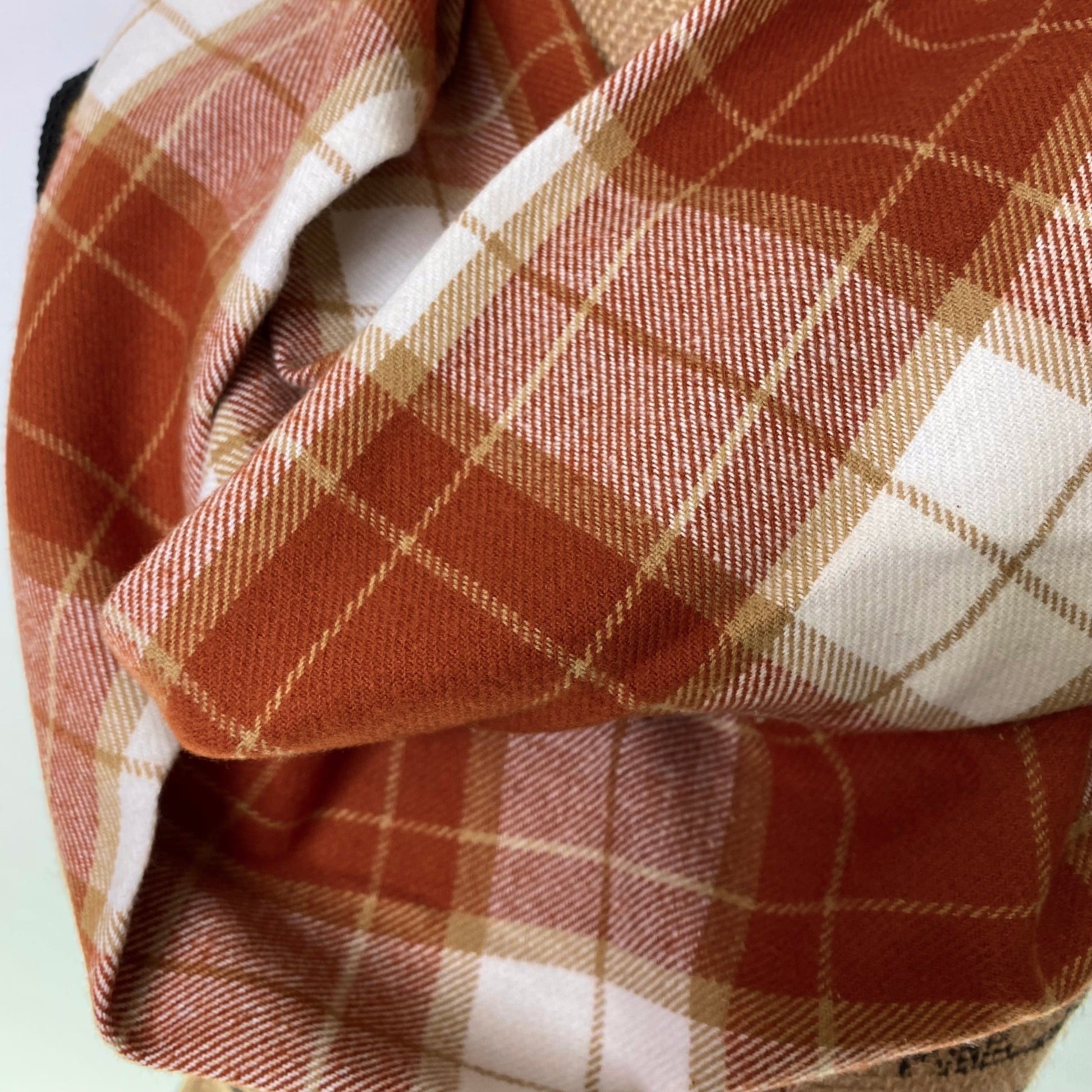 Pumpkin Pie Plaid - Fall Colors of Rusty Pumpkin Orange, Tan, and Whipped Cream White Plaid Infinity and Blanket Scarves - Tampa Home & Garden Store