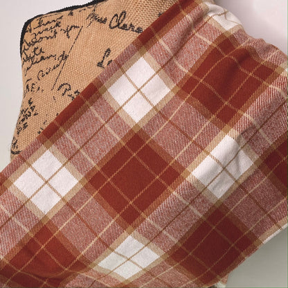 Pumpkin Pie Plaid - Fall Colors of Rusty Pumpkin Orange, Tan, and Whipped Cream White Plaid Infinity and Blanket Scarves - Tampa Home & Garden Store