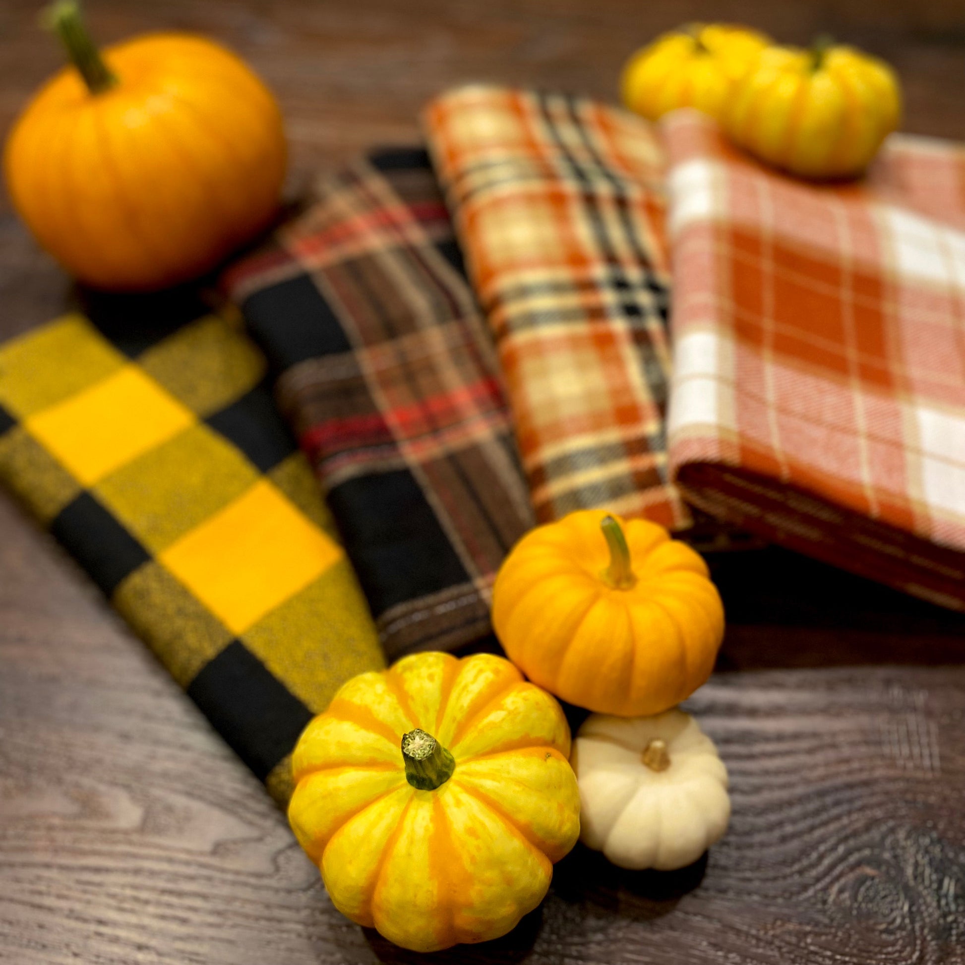 Pumpkin Pie Plaid - Fall Colors of Rusty Pumpkin Orange, Tan, and Whipped Cream White Plaid Infinity and Blanket Scarves - Tampa Home & Garden Store