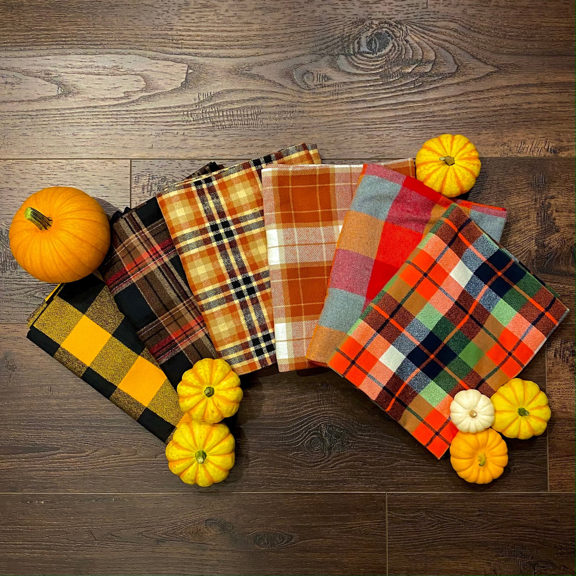 Pumpkin Pie Plaid - Fall Colors of Rusty Pumpkin Orange, Tan, and Whipped Cream White Plaid Infinity and Blanket Scarves - Tampa Home & Garden Store