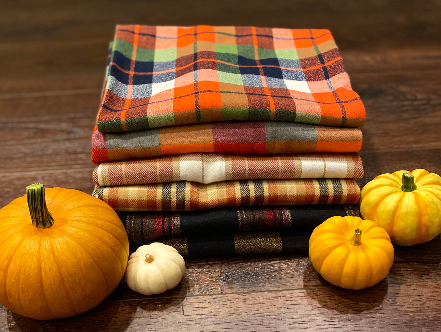 Pumpkin Pie Plaid - Fall Colors of Rusty Pumpkin Orange, Tan, and Whipped Cream White Plaid Infinity and Blanket Scarves - Tampa Home & Garden Store