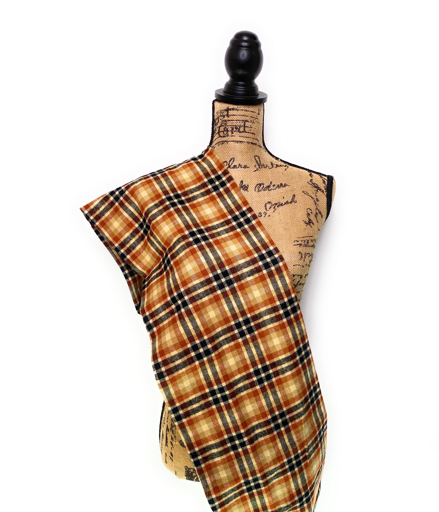 Pumpkin Spice Plaid - Fall Colors of Rusty Orange, Tan, Oatmeal Cream, and Black Plaid Infinity and Blanket Scarves - Tampa Home & Garden Store