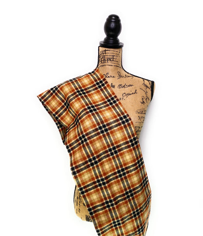 Pumpkin Spice Plaid - Fall Colors of Rusty Orange, Tan, Oatmeal Cream, and Black Plaid Infinity and Blanket Scarves - Tampa Home & Garden Store