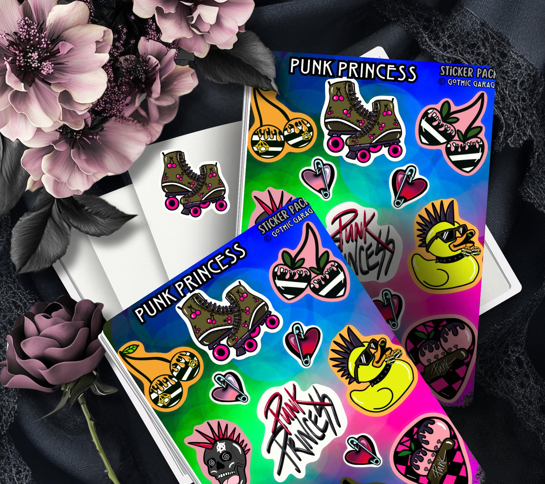 Punk Princess Sticker Sheet – Grunge Aesthetic - Perfect for Rebels, Punks Scrapbooking & Collecting or Showing Off - Tampa Home & Garden Store