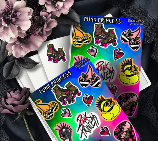 Punk Princess Sticker Sheet – Grunge Aesthetic - Perfect for Rebels, Punks Scrapbooking & Collecting or Showing Off - Tampa Home & Garden Store