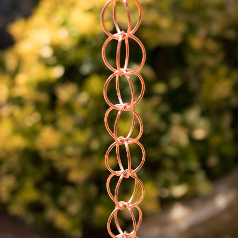 Pure Copper Rings 8.5-ft Rain Chain Rain Gutter Downspout - Tampa Home & Garden Store