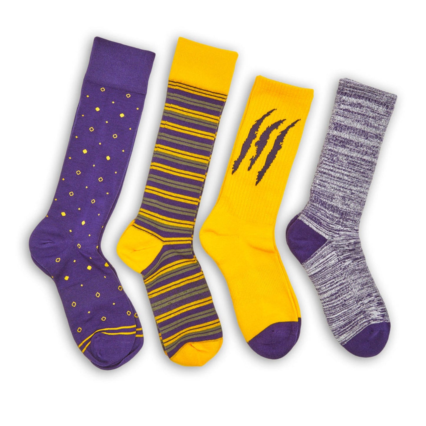 DeadSoxy Gold Purple Mixed Socks 4-Pack Team Colorways on Tampa Home & Garden Store