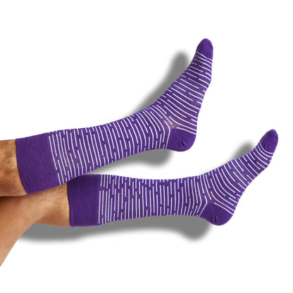 DeadSoxy purple dress socks with white stripes, Team Colorways, 4-pack on Tampa Home & Garden Store