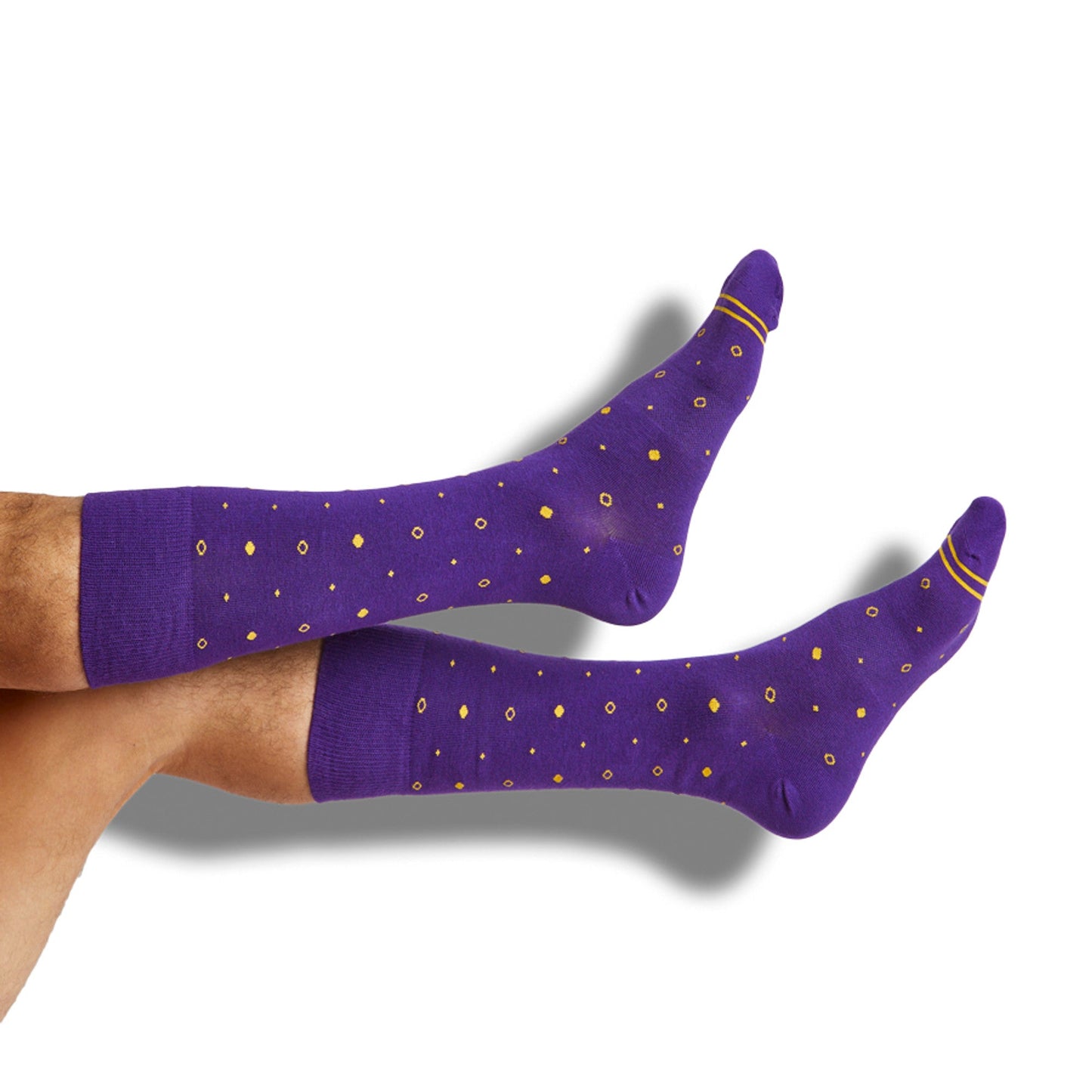 DeadSoxy purple and gold dress socks 4-pack with dotted pattern striped cuff on Tampa Home & Garden Store
