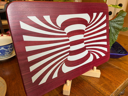 Purple Heart Charcuterie Board - Handcrafted "Worm Hole" Inlay. - Tampa Home & Garden Store