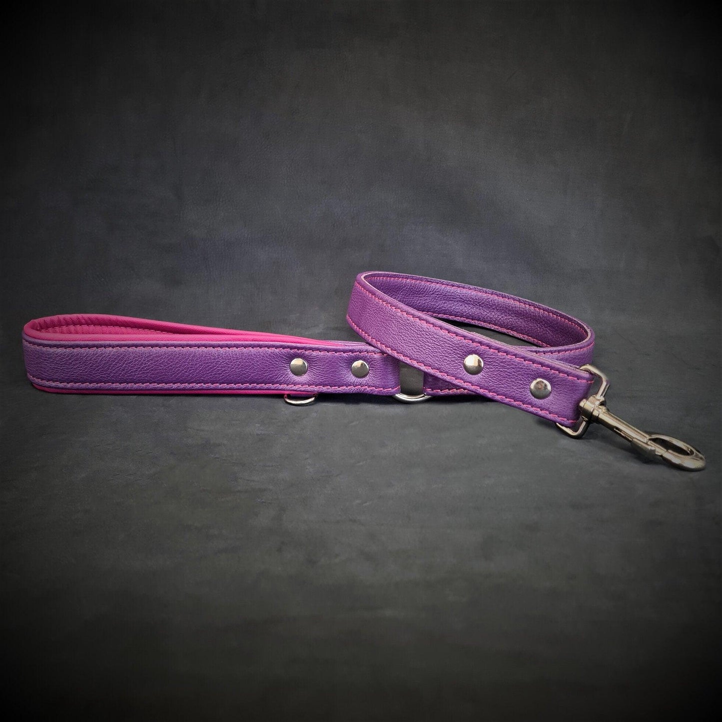 Purple soft leather dog leash - Tampa Home & Garden Store