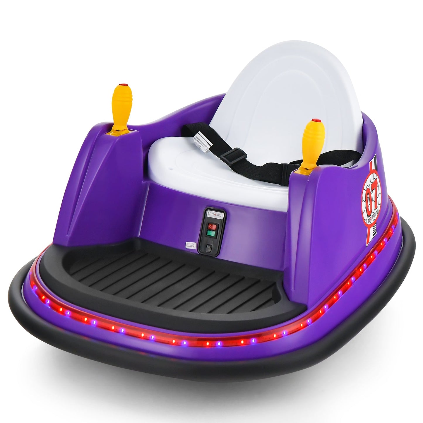12V Electric Kids Ride On Bumper Car with Flashing Lights for Toddlers-Blue