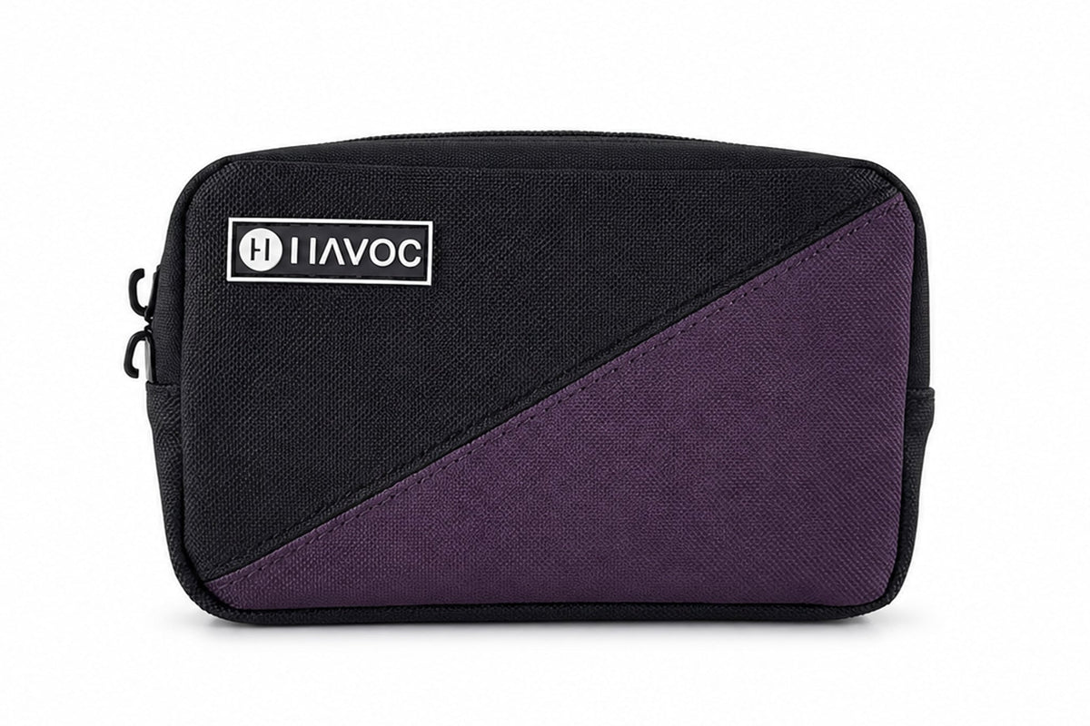 Universal bar sack for handlebar storage by Havoc, black bag with purple diagonal panel on Tampa Home & Garden Store