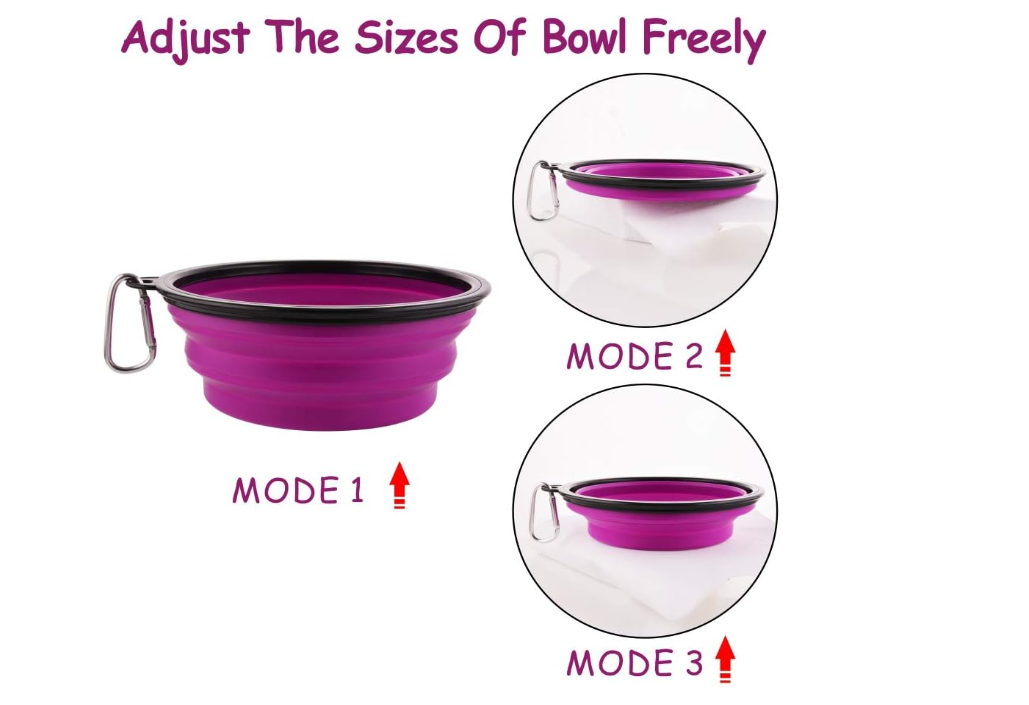 Vibhsa 5-pack purple collapsible dog bowls with carabiner clip for portable feeding on Tampa Home & Garden Store