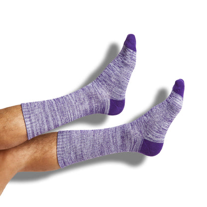 Gold/Purple Mixed Socks 8 Pack crew socks by DeadSoxy with purple toe and cuff on Tampa Home & Garden Store