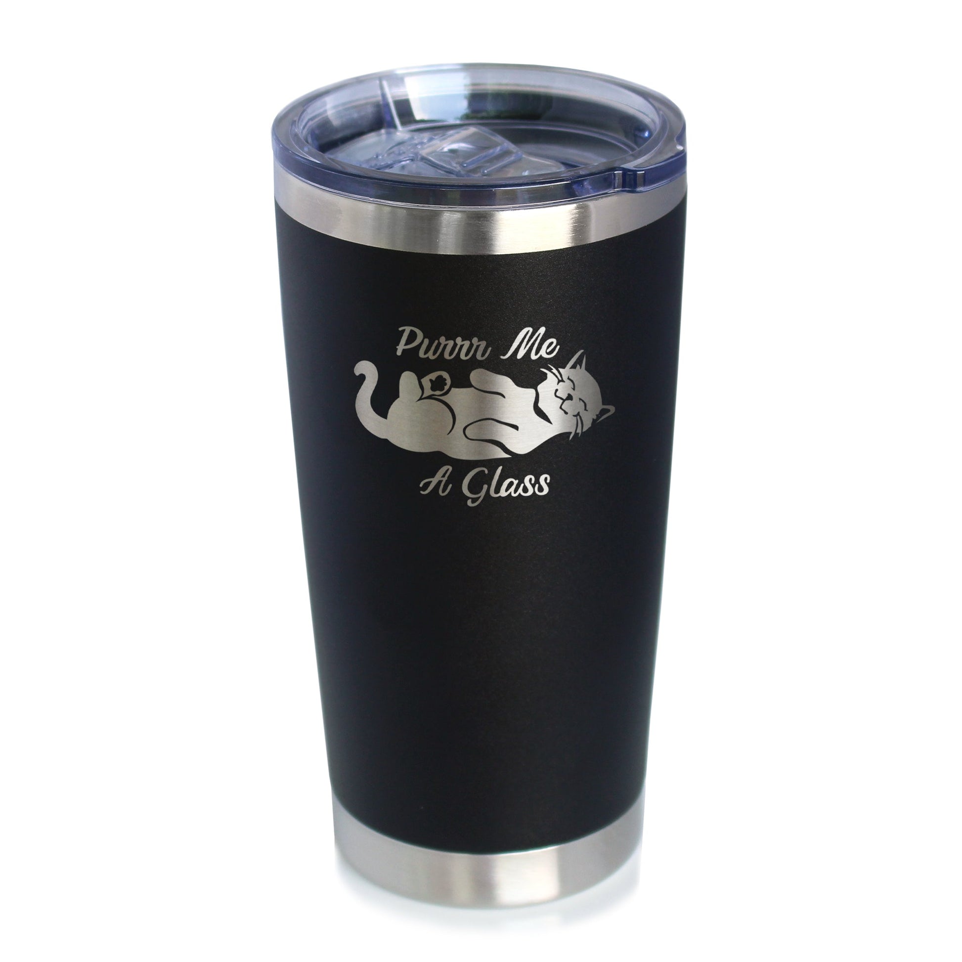 Purr Me A Glass - Insulated Coffee Tumbler Cup with Sliding Lid - Stainless Steel Insulated Mug - Fun Unique Cat Themed Décor and Gifts - Tampa soil911.com
