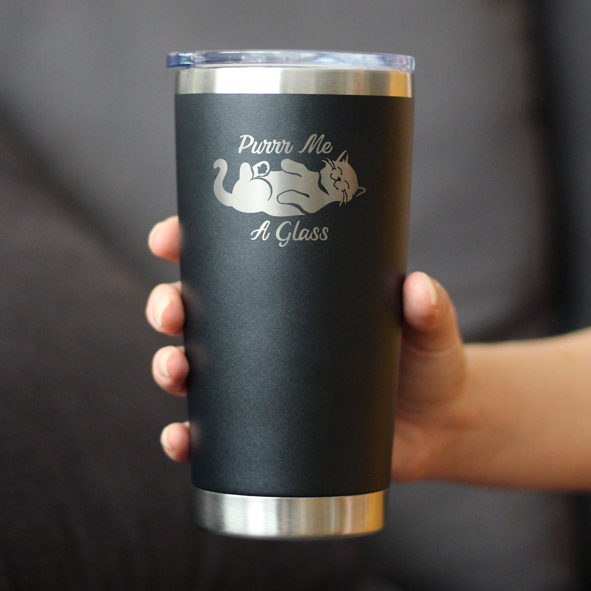 Purr Me A Glass - Insulated Coffee Tumbler Cup with Sliding Lid - Stainless Steel Insulated Mug - Fun Unique Cat Themed Décor and Gifts - Tampa soil911.com